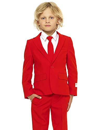 OppoSuits Men Suit Juego de Pantalones de Traje de Negocios, Red Devil, 4 para Niños