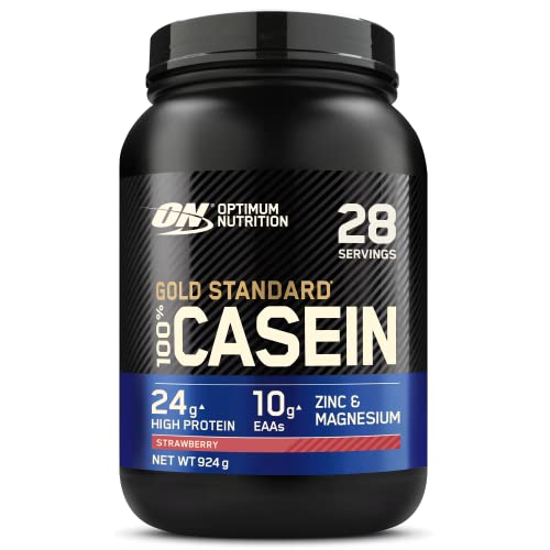 Optimum Nutrition Gold Standard 100% Casein Slow Digesting Protein Powder con Zinc, Magnesio y Aminoácidos, Crecimiento y Reparación Muscular de Noche, Sabor Delicia de Fresa, 28 porc., 924 kg