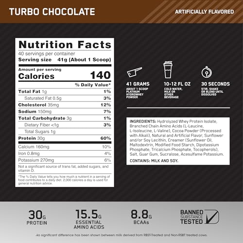 Optimum Nutrition Platinum Suero Hydro, Aislado de Proteína de Leche Hidrolizada en Polvo con Aminoácidos Esenciales, Glutamina y BCAA, Sabor Chocolate con Leche, 40 Porciones, 1,6 kg