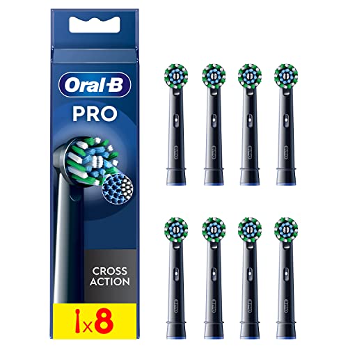 Oral-B Pro CrossAction Recambios para Cepillo de Dientes Eléctrico, Pack de 8 Cabezales, Negro - Originales