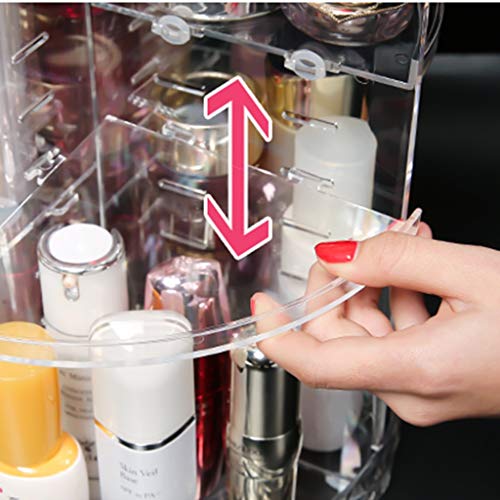 Organizador de maquillaje giratorio caja de almacenamiento de cosméticos acrílico tocador para el hogar estante de escritorio leche cuidado de la piel lápiz labial cepillo barril/transparente (Color: