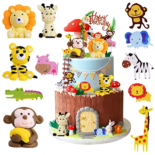 OSDUE Decoración para Tartas, Modelos de animales Decoración para Tartas de Cumpleaños, Reutilizable, para Niños y Niñas, Suministros para Fiestas de Cumpleaños,Adorno de pastel de bricolaje