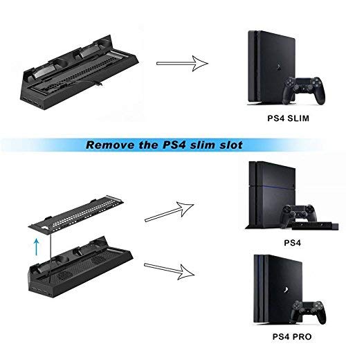 OSTENT Soporte vertical del concentrador del USB del fan de enfriamiento del cargador del regulador dual para la consola de Sony PS4 / Slim/Pro