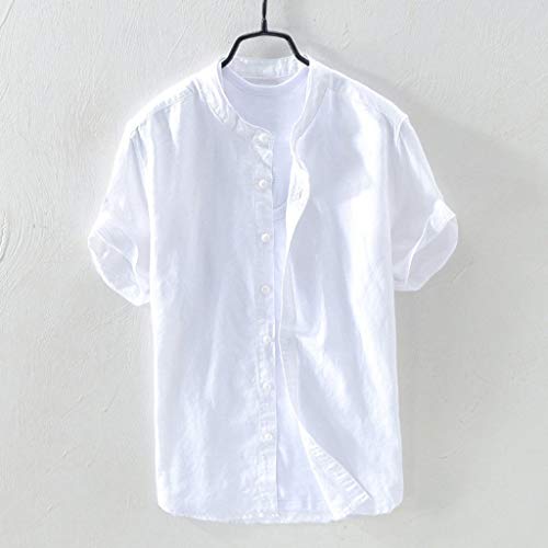 Overdose Camisas Hombre Elegantes Manga Corta Informales Lino Ibicenca Camisetas para Hombres Blancas Verano Polo De Playa Fiesta Informal Cómodo Retro …