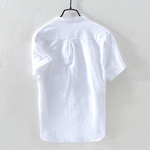 Overdose Camisas Hombre Elegantes Manga Corta Informales Lino Ibicenca Camisetas para Hombres Blancas Verano Polo De Playa Fiesta Informal Cómodo Retro …