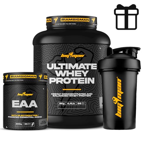 Pack BigMan Ultimate Whey Proteína 2Kg (Cookies) + Aminoacidos Essenciales Electrolitos + Shaker "REGALO" | Fuerza, Resistencia | Tonificación Muscular | Recuperación Deportiva | Isotonico