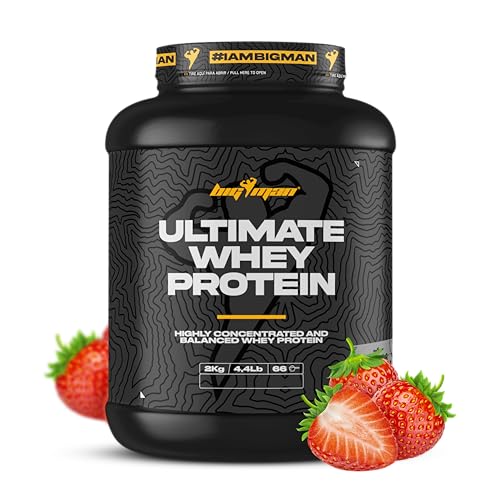 Pack BigMan Ultimate WHey Proteina 2kg (Fresa) + Adrenaline Fx 30 Caps + Shaker REGALO | Ganador Masa Muscular | Ayudar a Adelgazar | Regalos | Recuperación Deportiva | Tonifiacación