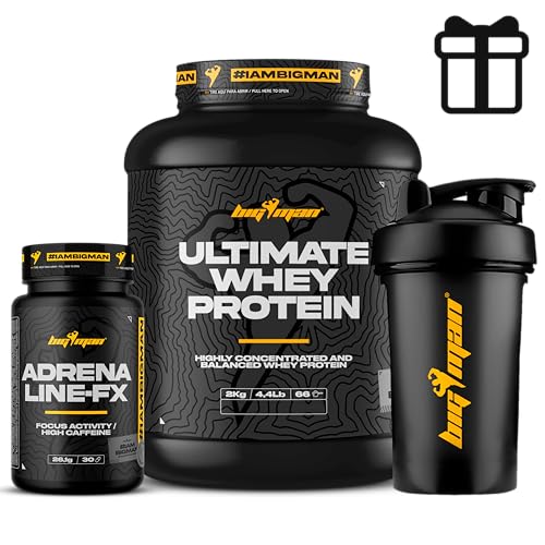 Pack BigMan Ultimate WHey Proteina 2kg (Sandia) + Adrenaline Fx 30 Caps + Shaker REGALO | Ganador Masa Muscular | Ayudar a Adelgazar | Regalos | Recuperación Deportiva | Tonifiacación
