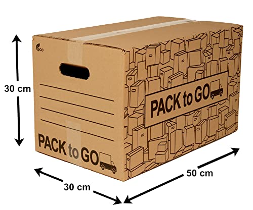 Pack Cajas Carton Almacenaje, Mudanza con Asas, Carton reforzado. (Pack 20 Cajas 50x30x30 cm.)