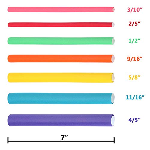 Pack de 42 varillas Twist-flex Rodillos, rizadores para el cabello, rulos de espuma, rizadores para cabello corto, mediano y largo