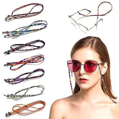 Pack de 7 Gafas Correa, Ajustable antideslizante cordón para gafas, Multicolor Deporte Gafas para Gafas para Hombres y Mujeres