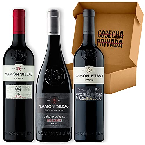 Pack Ramón Bilbao - Vino Regalo - Envío Gratis 24h - 3 Botellas de Vino Tinto - Cosecha Privada
