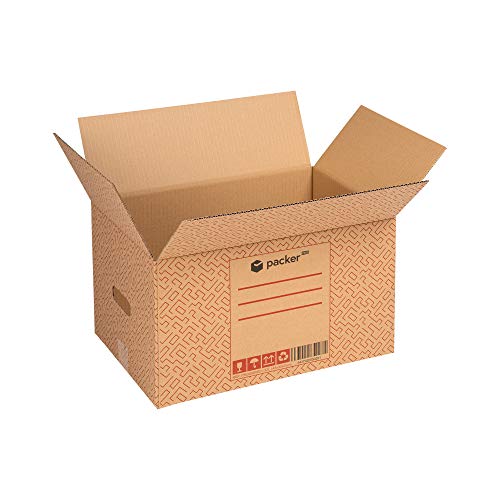 packer PRO Pack 20 Cajas Carton para Mudanzas y Almacenaje Ultra Resistentes con Asas 430x300x250mm