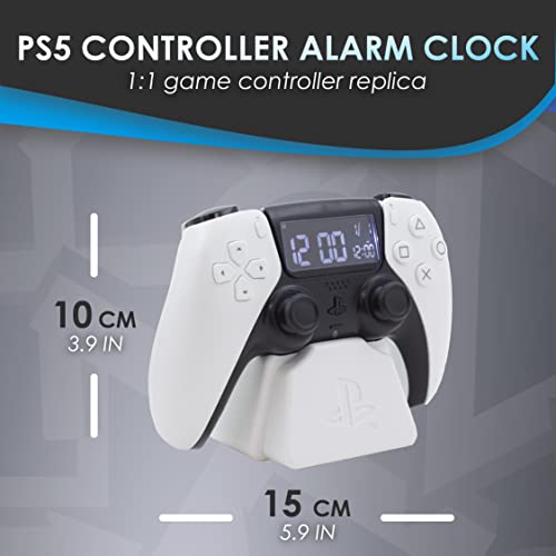 Paladone Playstation White PS5 Controller Reloj Despertador, Producto con Licencia Oficial