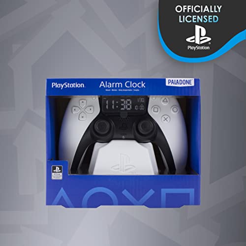 Paladone Playstation White PS5 Controller Reloj Despertador, Producto con Licencia Oficial