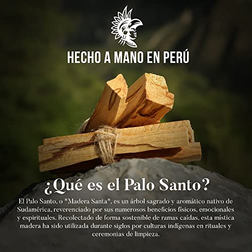 Palo Santo Incienso Natural XL - 50 gr. (4-7ud.) Origen Perú - Madera Sagrada para Quemar, Auténtico, en Pack Premium