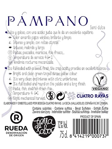 Pampano. Vino Blanco Semi Dulce D.O. Rueda - 6 Botellas de 750 ml