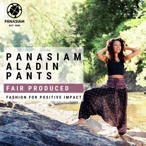 PANASIAM Pantalones Bombachos Hippies, diseño Original, “V” Estilo Pavo Real, fabricación Natural
