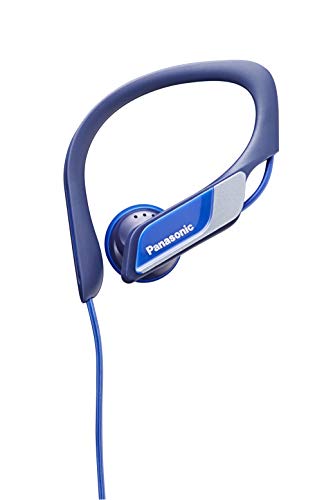 Panasonic RP-HS34E-A Auriculares Tipo Clip para Uso Deportivo, Resistentes al Agua, Ideales para Deportistas, Bajos Claros y Sólidos, Negro y Azul