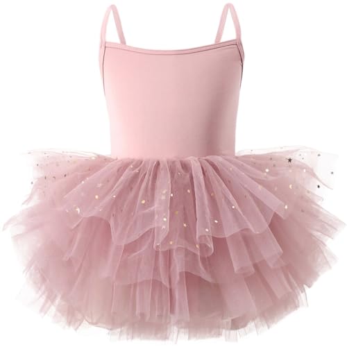 Panegy Vestido de danza para niña de ballet, sin mangas, de princesa, bailarina, con falda de tutú, con falda de tutú, linda camiseta, 18 meses-8 años, style1/rosa-1, 18-24 Meses