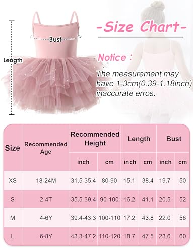 Panegy Vestido de danza para niña de ballet, sin mangas, de princesa, bailarina, con falda de tutú, con falda de tutú, linda camiseta, 18 meses-8 años, style1/rosa-1, 18-24 Meses