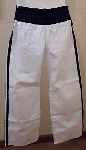 Pantalón de Full Contact Algodon (Blanco/Detalle Negro) 3 Tallas ... (M-1,70)