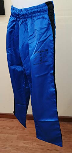 Pantalón de Full Contact Raso (Azul/Raya Negro) Varias Tallas (1.70 Cm.)
