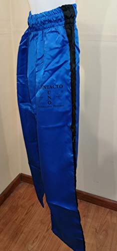 Pantalón de Full Contact Raso (Azul/Raya Negro) Varias Tallas (1.70 Cm.)