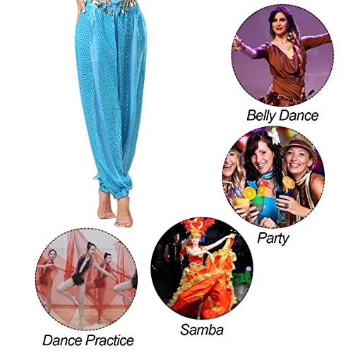 Pantalones bombachos para danza del vientre, pantalones árabes tribales de gasa para mujer, traje de danza del vientre suelto brillante con lentejuelas, pantalón bombacho para yoga, pilates, zumba