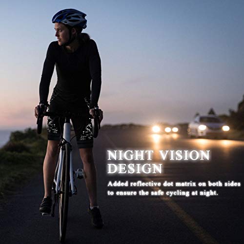 Pantalones cortos de ciclismo para mujer, 4D Gel Pading Ciclismo, Spinning Biker, con bolsillos, cintura ancha, Negro reflectante., S