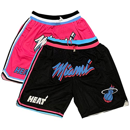 Pantalones De Baloncesto Miami Heat Pantalones Cortos Hombre Miami Heat City Edition Shorts de Secado rápido para Deportes al Aire Libre de Verano Miami Heat City Edition Shorts Negro S