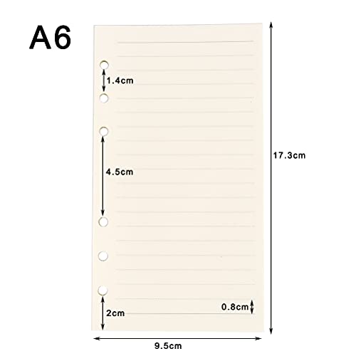 Papel de Recambio A6 con 6 Anillas Inserciones de Planificador de Encuadernación 4 piezas Páginas de Cuadrícula Anillas para Cuadernos Diarios Planificador Calendario DIY Scrapbooks