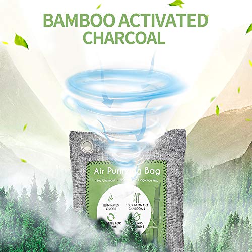 Paquete de 12 bolsas purificadoras de aire de carbón de bambú activado, absorben el olor, absorben la humedad, ambientador natural de coche, desodorizante de zapatos(6 x 50 g, 6 x 150 g)