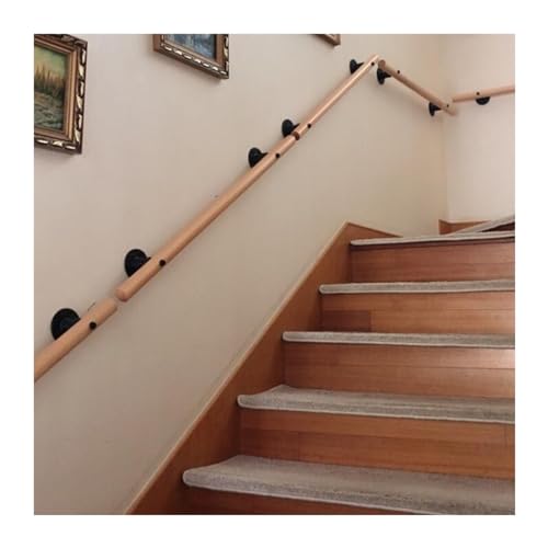 Pasamanos Barandilla de escalera antideslizante de madera, Barandilla de Madera de Seguridad para Niños para interiores al aire libre Loft, Grueso Robusto Durable Kit completo de barandilla de escaler