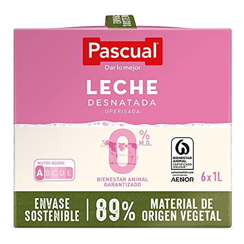 Pascual, Leche Desnatada Bienestar Animal, 6 x 1L