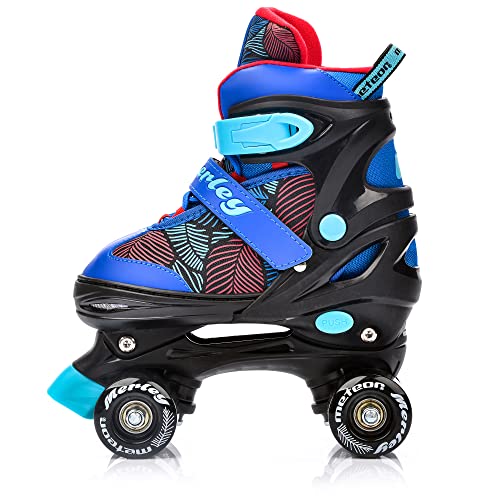 Patines 4 Ruedas Ajustable Disco Roler Skate Patines en Paralelo Retro Quad Skate Patines para Niños Adolescentes y Adultos tamaño Ajustable del Zapato (M 35-38, MERLEY)