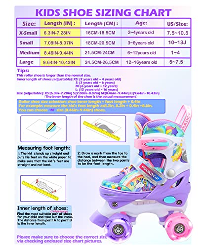 Patines Unicornio para Niños Patines Roller Quad Ajustables con Ruedas Luminosas para Niñas y Niños Principiantes