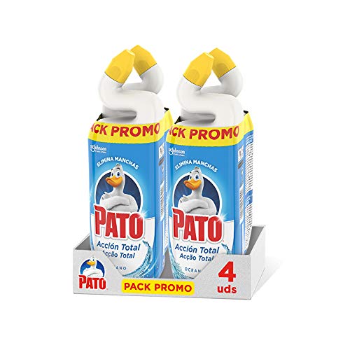Pato - WC Acción Total limpiador para inodoro Oceano, limpia y perfuma, 750ml (2 x Duo Pack, 4 unidades)