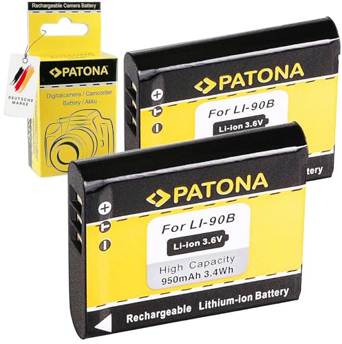 PATONA 2X Bateria Li-90B Compatible con Olympus Stylus Tough TG-6, TG-5, TG-4, TG-3, TG-2, TG-1