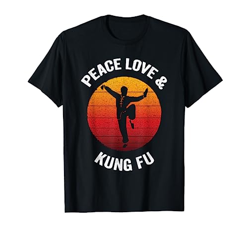 Peace Love & Kung Fu Arte Marcial Vintage Camiseta