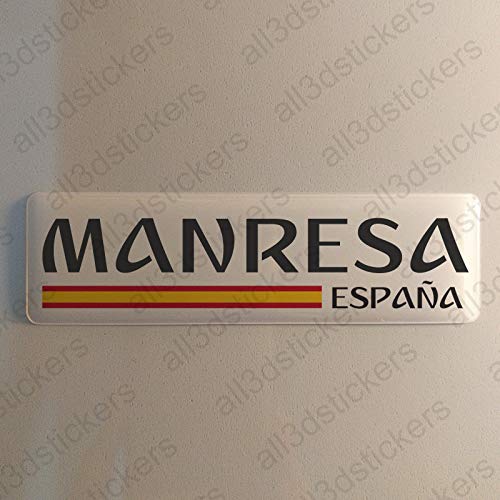 Pegatina Manresa España Resina, Pegatina Relieve 3D Bandera Manresa España 120x30mm Adhesivo Vinilo