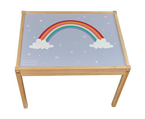 Pegatina para mesa de niños con fácil limpieza solo compatible con IKEA Latt Table (arco iris)