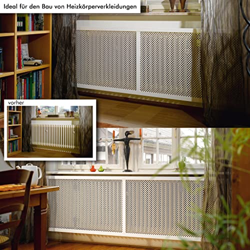 Pegboard 3 placas perforadas de madera Valencia 122 x 61 cm para revestimiento de radiadores, relleno de puerta o rejilla de ventilación
