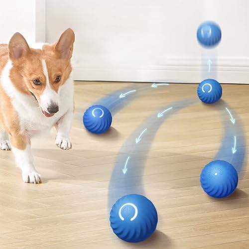 Pelota interactiva para perros – Bola inteligente de movimiento automático, bola giratoria para perro, bola de perro en movimiento, duradera y resistente al desgaste para mascotas, caza, persecución