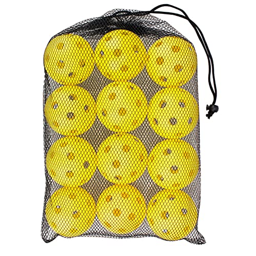 Pelotas de práctica de béisbol, paquete de 12 pelotas de béisbol blandas y huecas de plástico con una bolsa con cordón para batear, lanzar y entrenar al aire libre en interiores(amarillo)