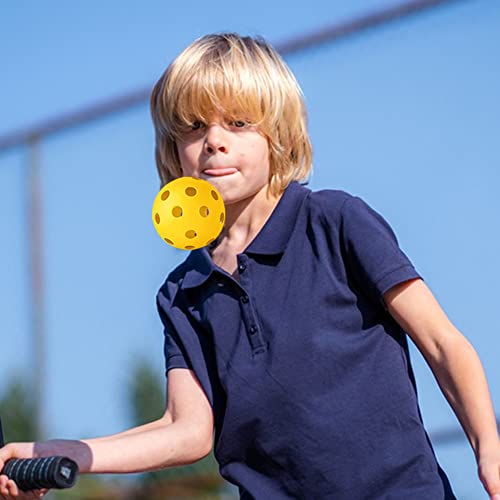 Pelotas de práctica de béisbol, paquete de 12 pelotas de béisbol blandas y huecas de plástico con una bolsa con cordón para batear, lanzar y entrenar al aire libre en interiores(amarillo)
