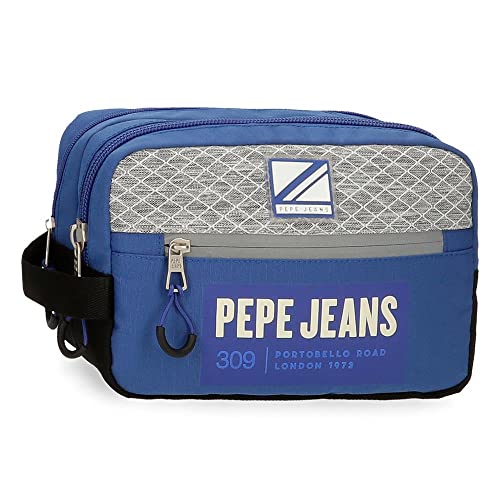 Pepe Jeans Darren Neceser Dos Compartimentos Adaptable Azul 26x16x12 cms Poliéster