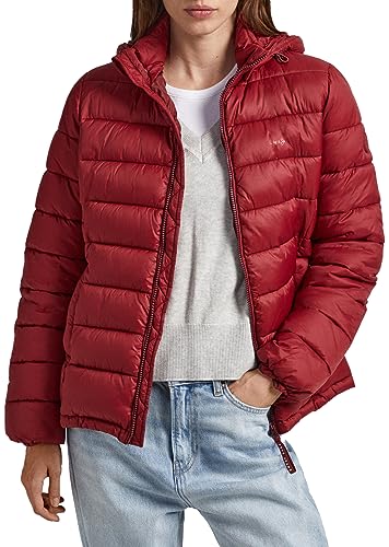 Pepe Jeans Maddie Short Puffer Jacket, Rojo (Burgundy), M para Mujer