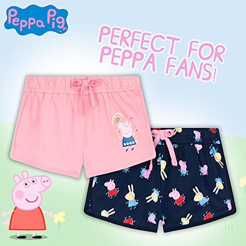 Peppa Pig Pantalon Corto Niña, Ropa Niña 100% Algodón, Pack De 2 Shorts Niña 18 Meses - 5 Años (Azul Marino/Rosa, 2-3 años)