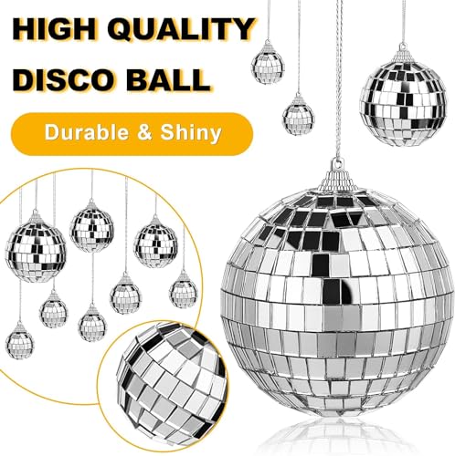 Pequeña bola de espejo, 12 unidades de mini bola de discoteca, bola colgante plateada, bola de discoteca plateada, bola de discoteca para fiesta, bola de espejo, bola de discoteca clásica, decoración